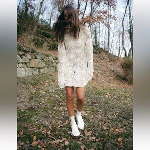 NWT ZARA Limited Edition Crochet contrast Knit Dress size S BLOG FAVE